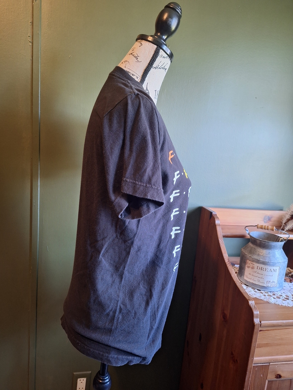 FRIENDS Black Crewneck Tee with White Logo Print - Picture 2 of 4